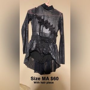 Black Dance Costume with Hair Peice